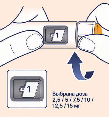 Настройка селектора дозы на шприц-ручке